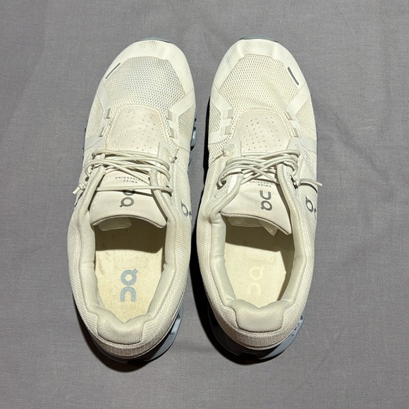 On Running Cloud 5 White Chambray Running Sneakers Shoes Womens Size 9 - Picture 10 of 14